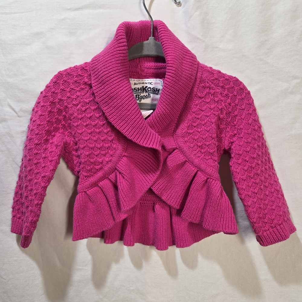 100% Cotton Oshkosh B'Gosh Size 6mos Pink Cardigan